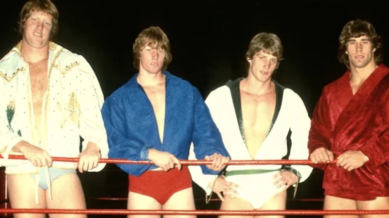 Four of the Von Erich brothers pose for the camera.