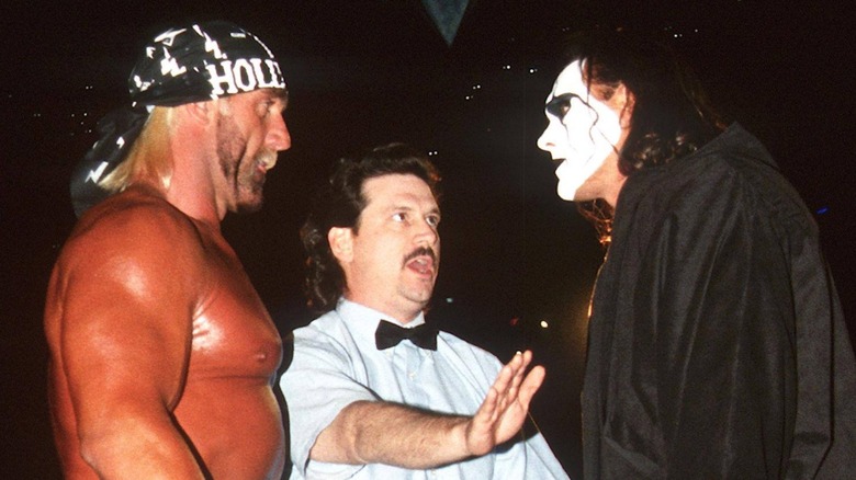 Hollywood Hogan, Nick Patrick, and Sting at WCW Starrcade 1997