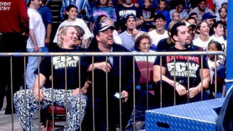 The Sandman, Paul Heyman, and Tommy Dreamer at WWE In Your House: Mind Games 1996