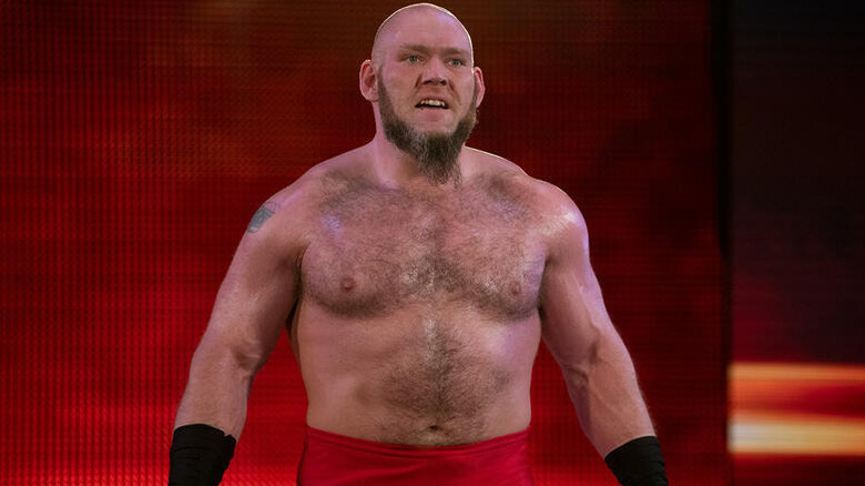 Lars Sullivan is pictured walking down to the ring before a match on "WWE Raw."