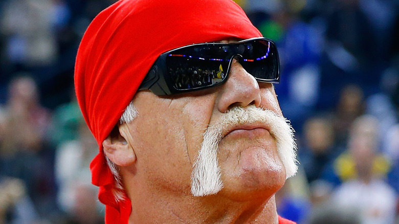 Hulk Hogan looks up