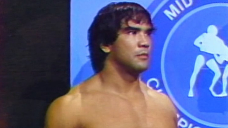 Ricky Steamboat stares at the ring