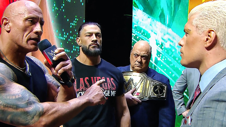 The Rock, about to smack the taste out of Cody Rhodes' mouth