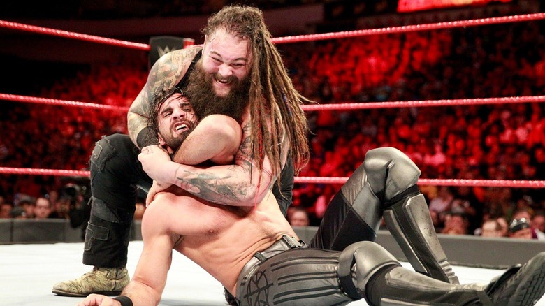 Bray Wyatt grounds Seth Rollins on the mat at WWE Great Balls of Fire