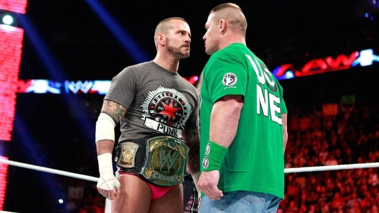 CM Punk and John Cena on WWE Raw in 2012