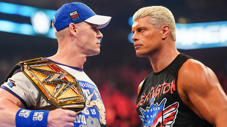 John Cena and Cody Rhodes face off during SmackDown at Rupp Arena on June 13, 2025 in Lexington, Kentucky.