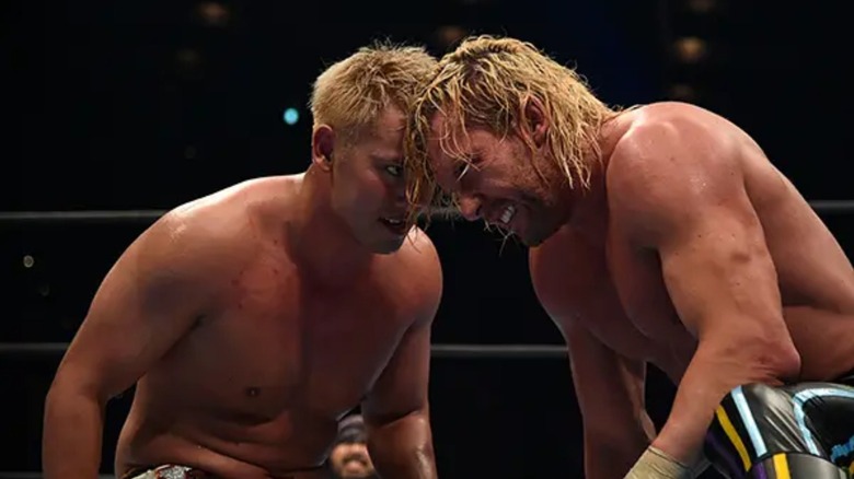 Kazuchika Okada and Kenny Omega at NJPW Dominion 2018
