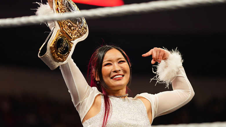 Women's World Champion Iyo Sky in the ring during Monday Night RAW at Resch Center on June 16, 2025 in Green Bay, Wisconsin.