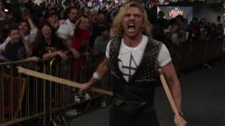 Brian Pillman injured crutches