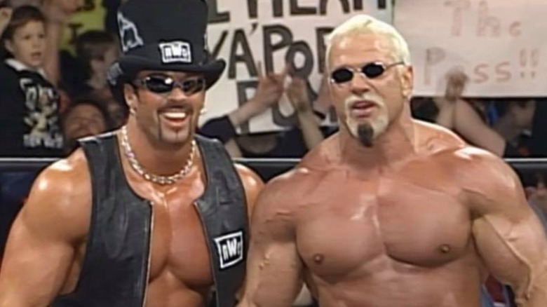 Scott Steiner and Buff Bagwell look to the camera during a segment on WCW television.