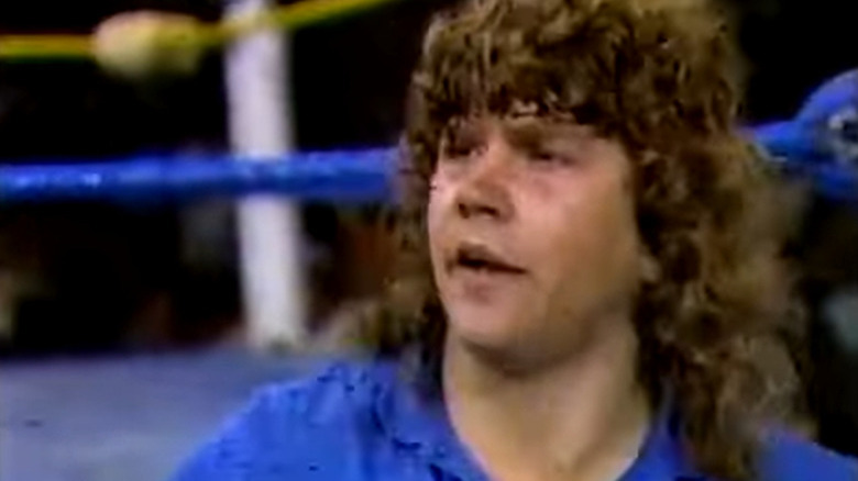 Chris Von Erich being interviewed ringside