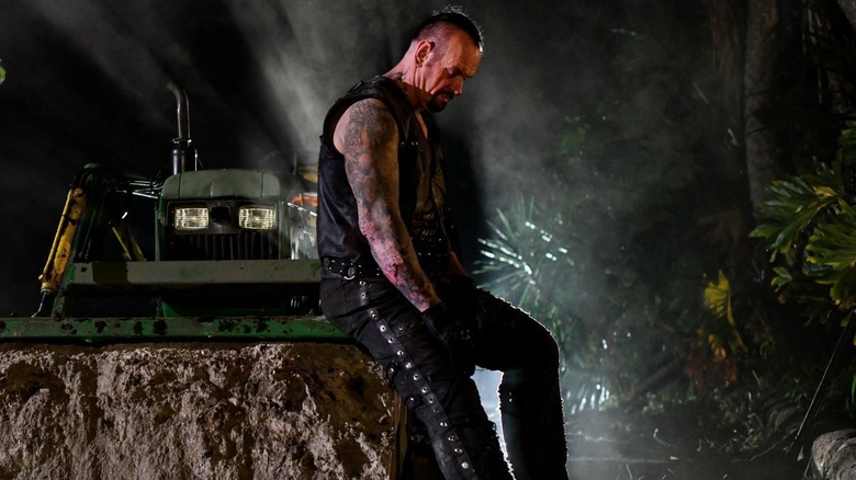 The Undertaker looking contemplative during final WWE match