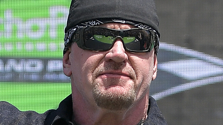 The Undertaker on stage at the NASCAR Cup Series Echopark Automotive Grand Prix at Circuit of The Americas.