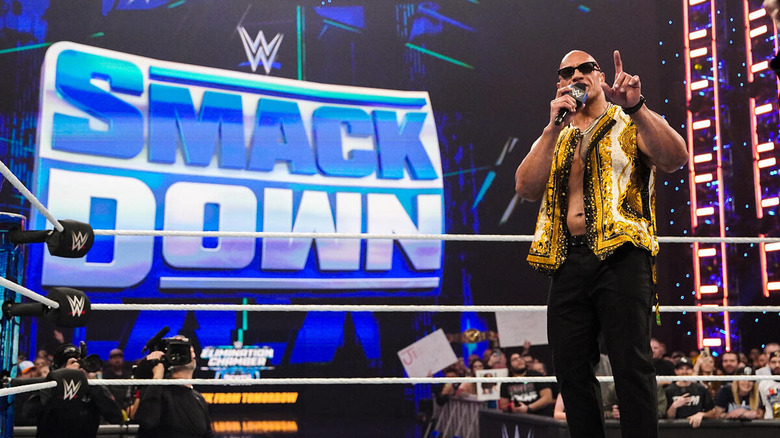 The Rock speaks on microphone