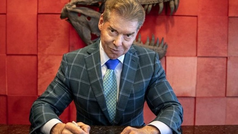 Vince McMahon at his desk in WWE headquarters