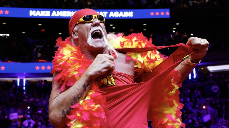 Hulk Hogan trying to rip his shirt