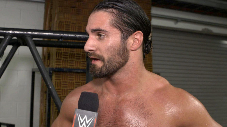 Seth Rollins being interviewed 