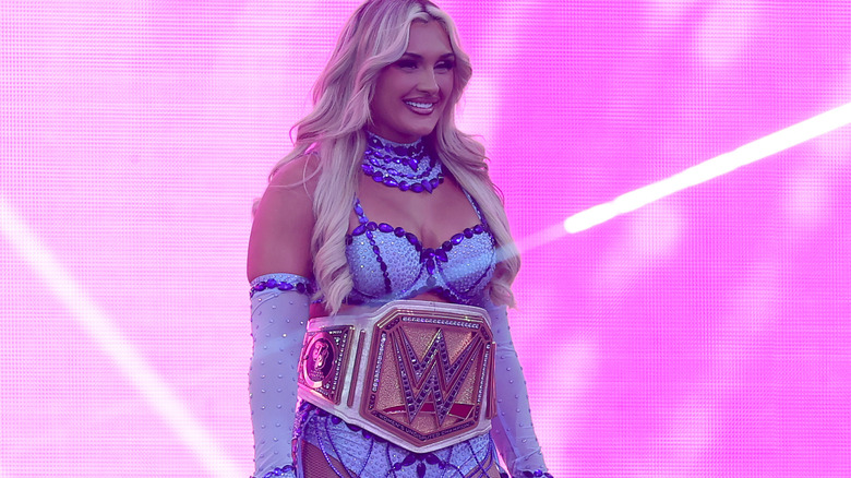 Tiffany Stratton makes her way to the ring
