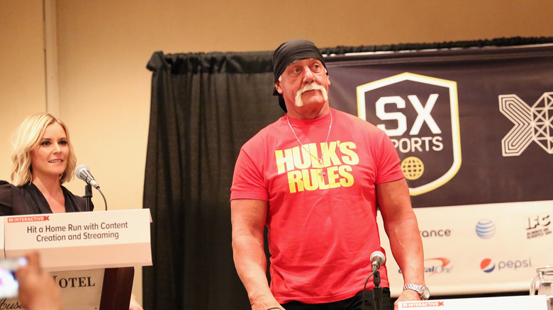 Hulk Hogan speaks at the Hit a Home Run event