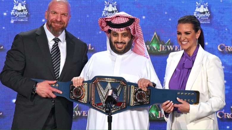 Triple H, His Excellency Turki Alalshikh, and Stephanie McMahon