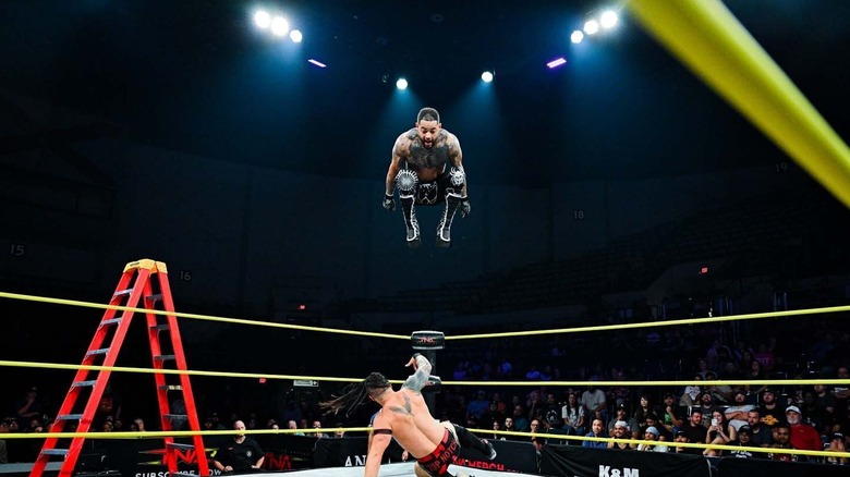 Trey Miguel in mid-air during TNA Impact main event
