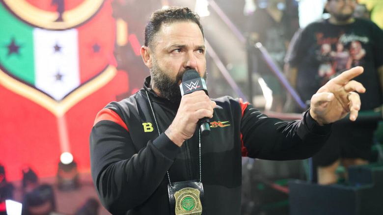 Santino Marella speaks on an episode of "NXT."