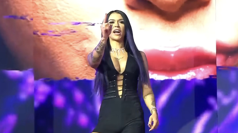 Elayna Black points ahead during her entrance.