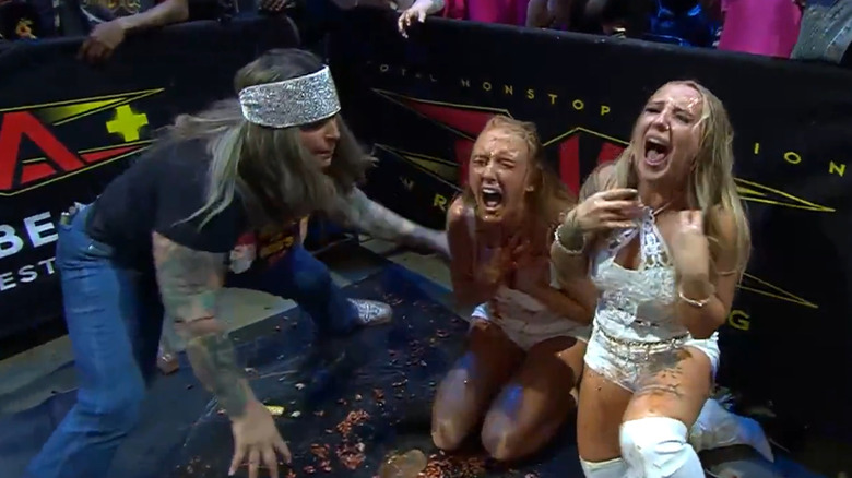 Heather and M By Elegance covered in meat