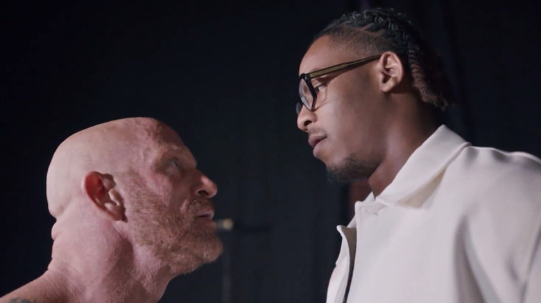 Eric Young and Ricky Sosa stare at each other