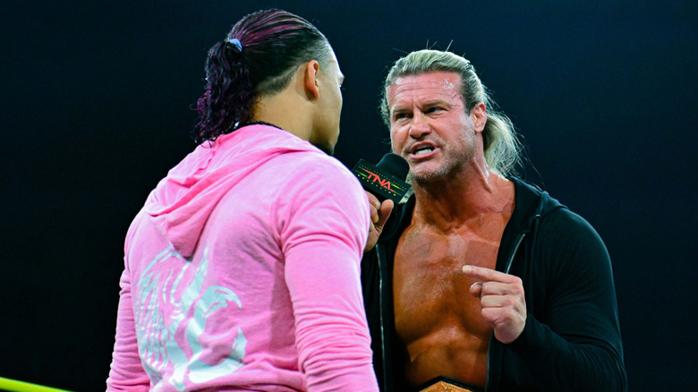 Nic Nemeth cutting a promo in KC Navarro's face on TNA Impact