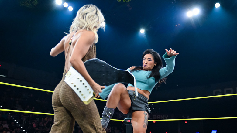Lei Ying Lee kicking Xia Brookside on TNA Impact