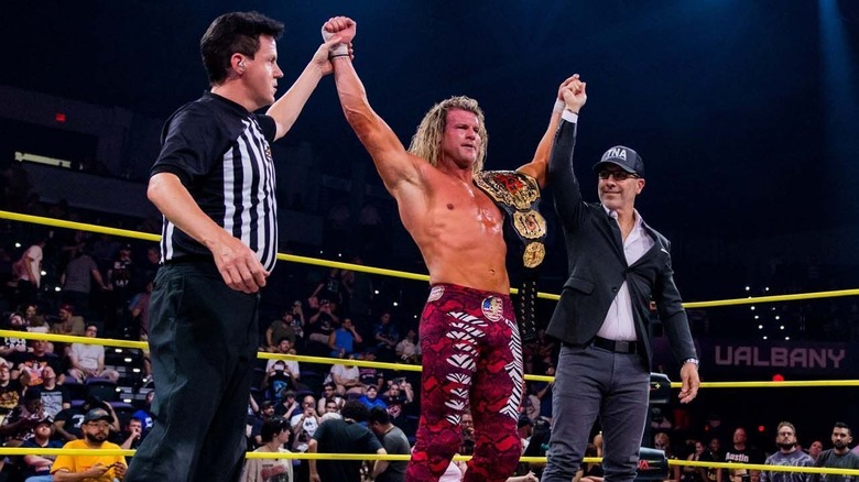 Nic Nemeth celebrating TNA World Championship victory
