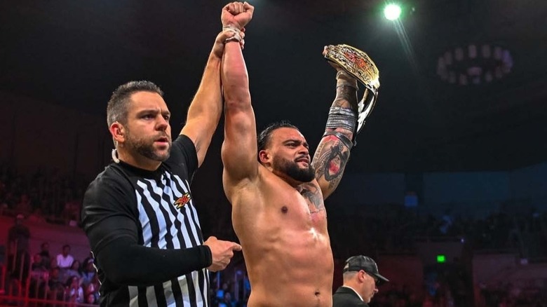 The referee declares Mike Santana still the TNA World Champion after his high-caliber showcase with Steve Maclin on May 21