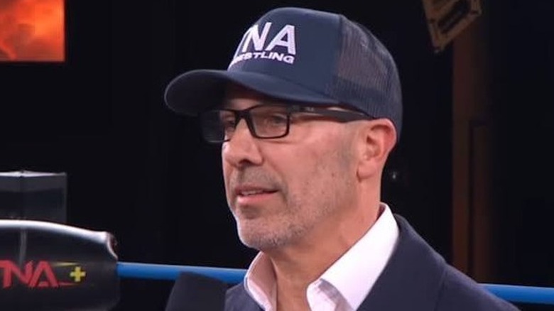 TNA President Carlos Silva speaks in the center of the ring