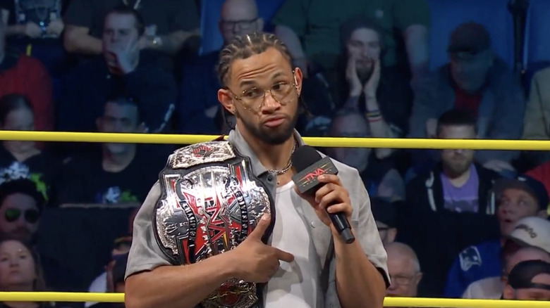 Slater talking in the ring