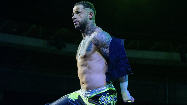 Miguel posing on the ring ropes