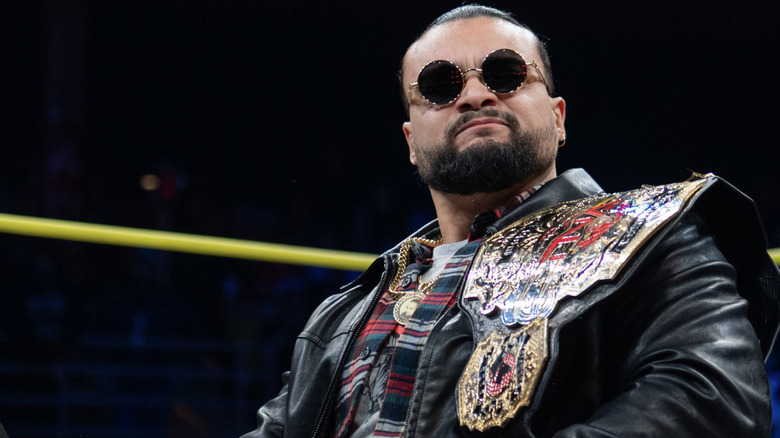 Santana in the ring with his TNA World Championship belt