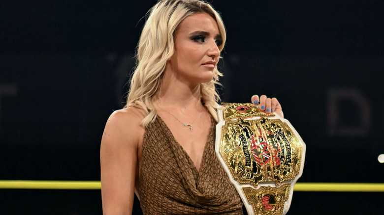 Brookside in the ring with her TNA Knockouts World Championship