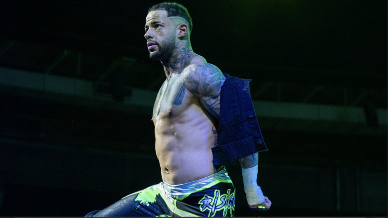 Miguel posing on the ring ropes