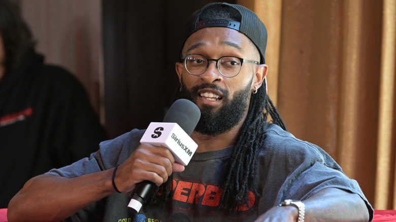 Chris Bey speaking at a SiriusXM event