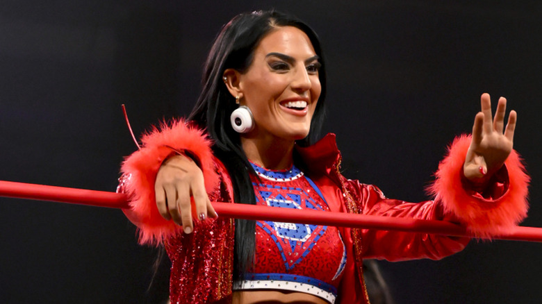 Tessa Blanchard waves at the fans