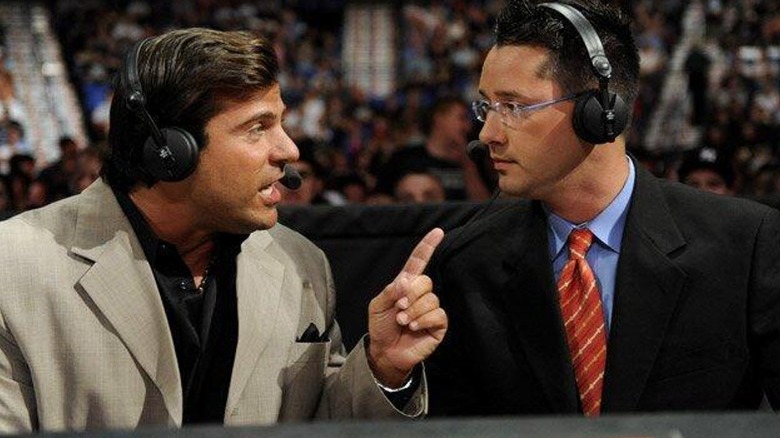 Matt Striker and Todd Grisham on commentary during a WWE show.