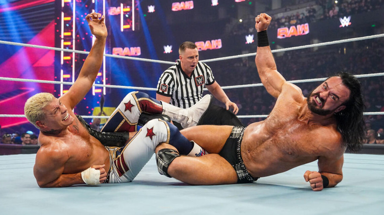 Cody Rhodes and Drew McIntyre wrestling