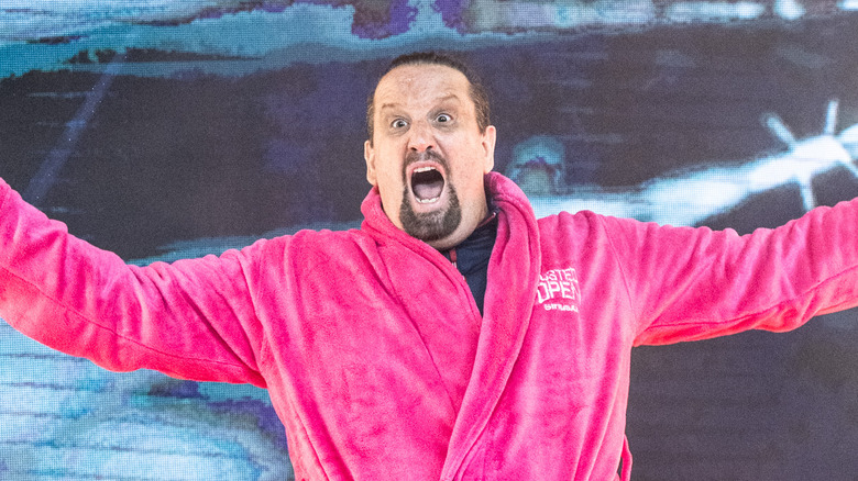 Tommy Dreamer in a pink bathrobe 