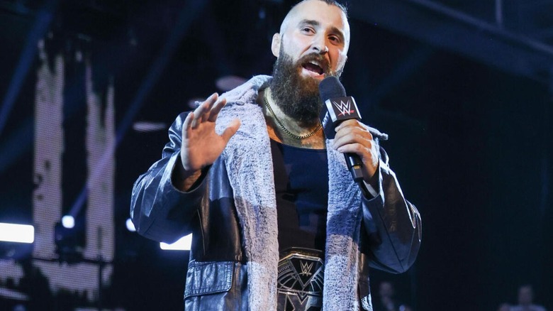 NXT Champion Tony D'Angelo cuts a promo in the ring during an episode of 