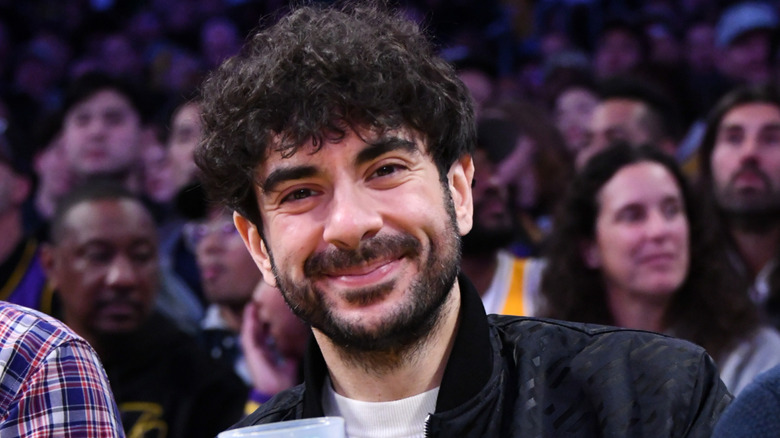 Tony Khan attending a basketball game between the Los Angeles Lakers and the San Antonio Spurs, 2025