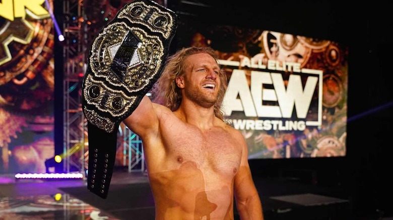 "Hangman" Adam Page holds the AEW Men's World Championship high - the first of his two runs with the belt