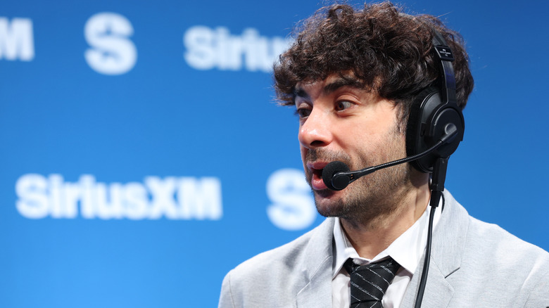Tony Khan speaking during the Sirius XM Super Bowl LIX show, 2025