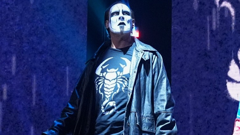 Sting during his entrance at AEW Revolution 2024