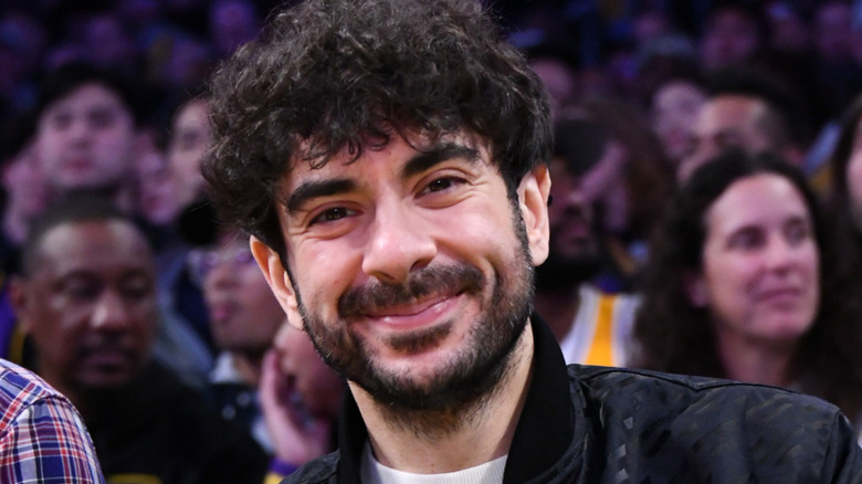 Tony Khan attends a basketball game between the Los Angeles Lakers and the San Antonio Spurs